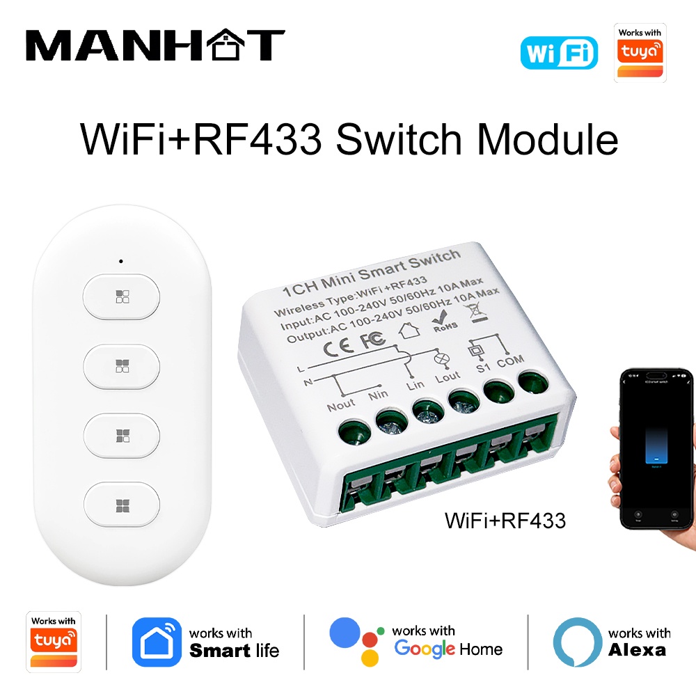 Diy Automation - Tuya WIFI 10A slimme lichtschakelaars RF433