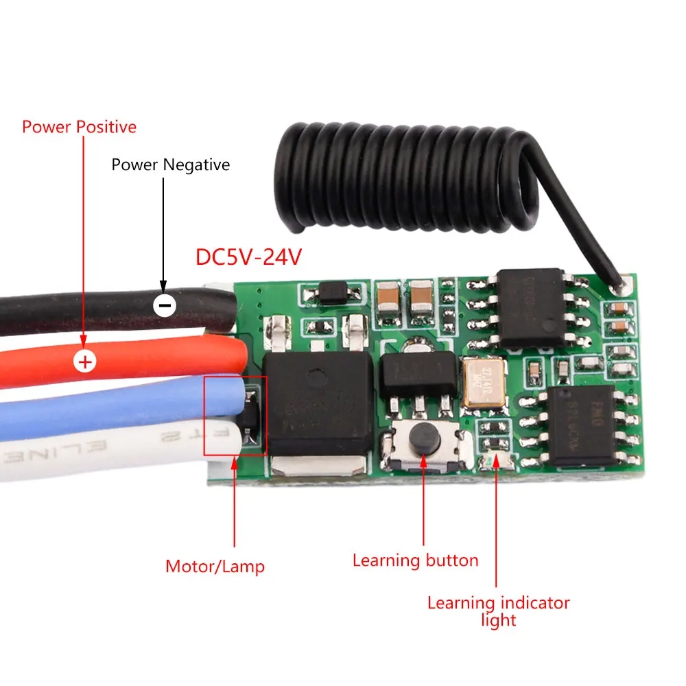433Mhz Receiver Module - DC 3.7V-24V 433MHz Mini draadloze RF-afstandsbedieningsschakelaar
