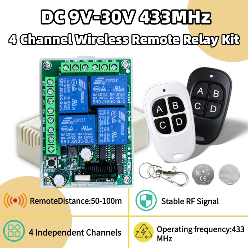 433Mhz Receiver Module - 433MHz Universele Draadloze Afstandsbediening DC 12V