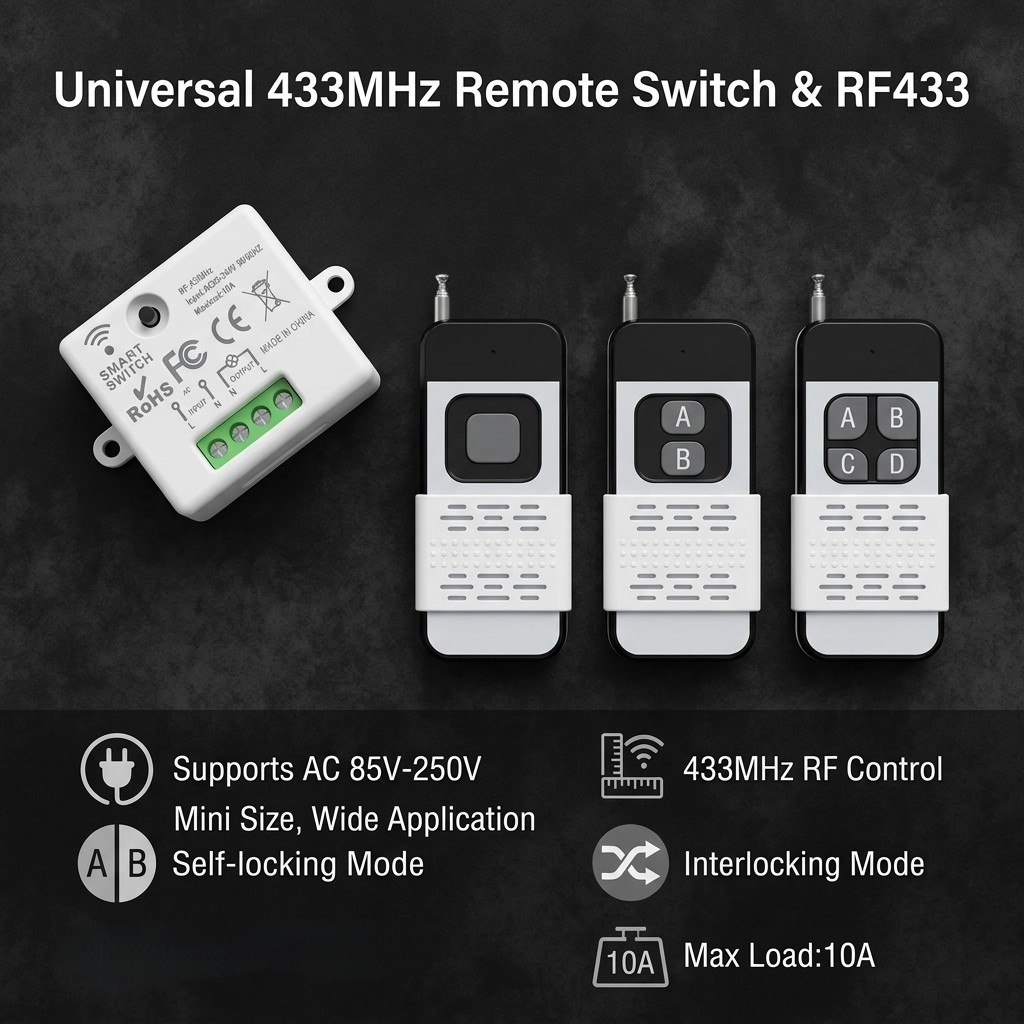 433Mhz Receiver Module - 220V 1CH Draadloze Afstandsbediening Schakelaar 433MHz